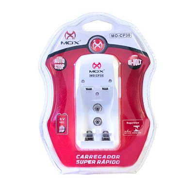 Carreg.MO-CP30 s/ Pilhas Bi-Volt - Auto Stop p/ pilhas e 9V