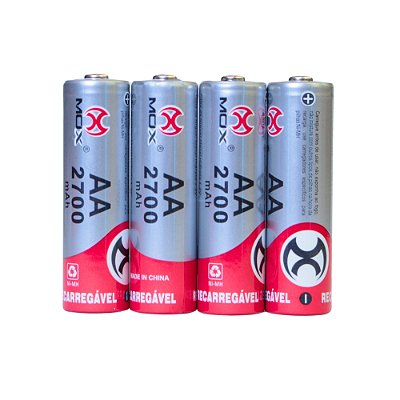 Pilha Recarregável Mox AA2700 B4  (Cartela C/ 4 PCS)