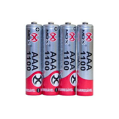 Pilha Recarregável Mox AAA1100 B4 (Cartela C/ 4 PCS)