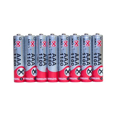 Pilha Recarregável Mox AAA1100 B8 (Cartela C/ 8 PCS)