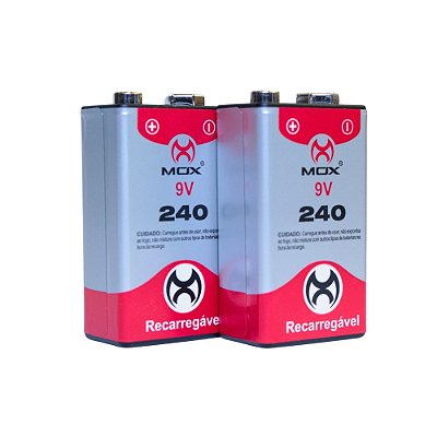 Bateria Recarregável 9V Mox MO-9V240 (Cartela C/ 2 PCS)