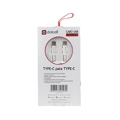 Cabo Type C/Type C - DC-CD6200 - Branco - FAST - 1,5 m