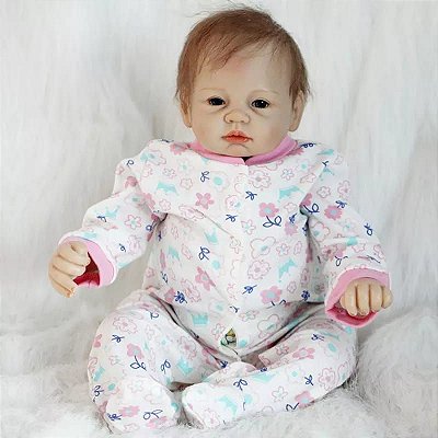 Boneca Bebe Reborn Malkitoys Silicone Karina Pandinha 55cm - Malki toys