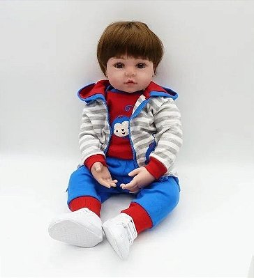 Boneca Bebe Reborn Malkitoys Realista Tecido Gabriela 60cm - Malki toys