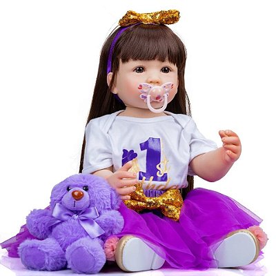 Boneca Bebe Reborn Malkitoys Silicone Karina Pandinha 55cm - Malki toys