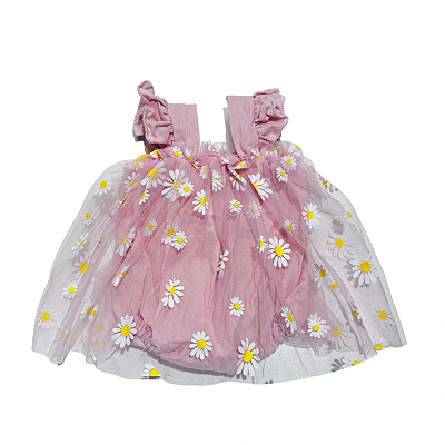 Vestido Margarida Rosa Boneca Bebe Reborn  - 55Cm