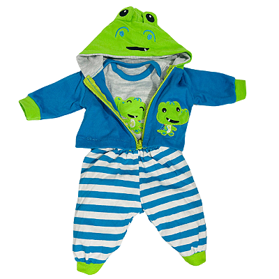 Conjunto Roupa Jacaré Boneca Bebe Reborn  - 48Cm