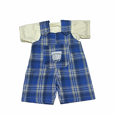 Conjunto Macacão Azul Estampa N°27 Boneca Bebe Reborn - 55Cm