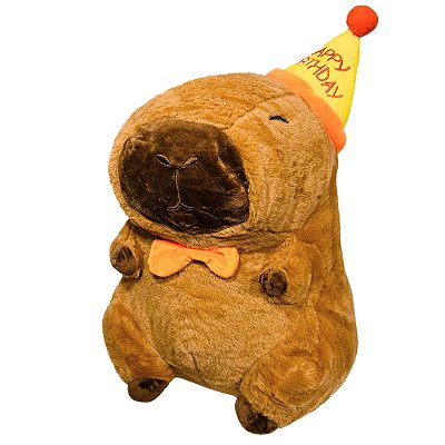 Pelúcia Capivara com Chapéu de Aniversário