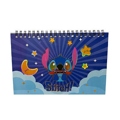 Caderno com Adesivos do Stitch