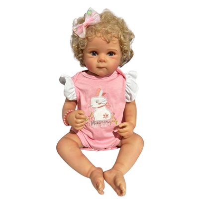 Boneca Bebe Reborn Corpo de Silicone Bubu Loira - 48cm