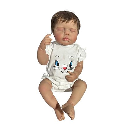 Boneca Bebe Reborn Corpo de Silicone Luna Roupa Branca - 55cm