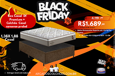 Conjunto Box Casal Cameron Probel + Base Box DF Premium