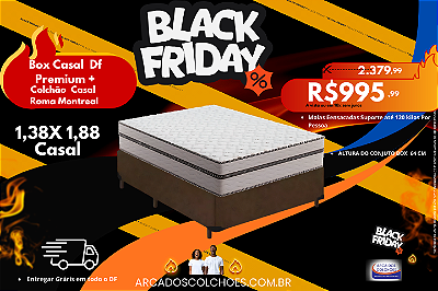 Conjunto box casal 1,38 (Colchão Roma Montreal + Box Df Premium
