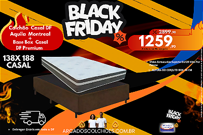 Conjunto box casal 1,38x1,88 (colchão Aquila 2 Montreal + Base Box Df Premium)