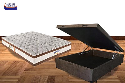 Conjunto baú casal  138x188 + Colchão Biflex ortomax D45/D75 + Baú df premium trad. 46cm