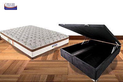 Conjunto baú Queen 158x198 + Colchão Biflex ortomax D45/D75 + Baú df premium trad. 46cm