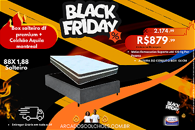 Conjunto box solteiro 88x1,88 (colchão Aquila 2 montreal + box Df premium)