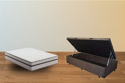Conjunto baú solteirão 1,08x1,98 (colchão roma montreal + baú df premium trad. 46cm)