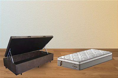 Conjunto baú solteirão 1,08x1,98 (colchão cameron probel + baú df premium trad. 46cm)