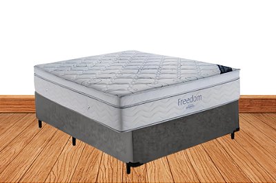 Colchão New Freedom+ Base Box Casal Suede Cinza