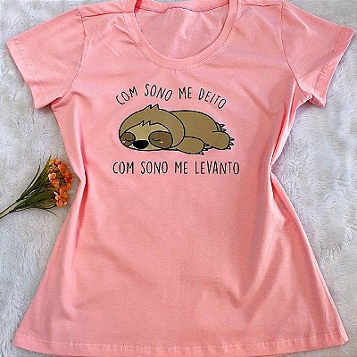 T-Shirt Com sono me deito - Rosa