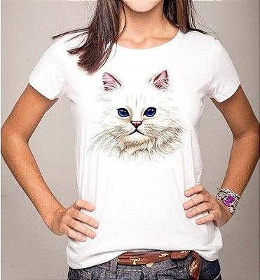 T-Shirt Gato Aquarela