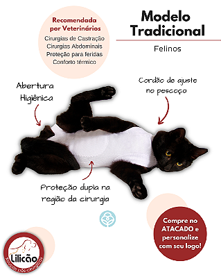 Roupas Pós-Cirúrgicas para Gatos (Fêmeas e Machos)