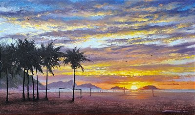 Pintura a Óleo Nascer do sol em Copacabana