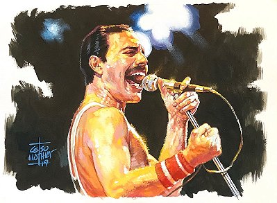 Pintura em gouache Freddie Mercury