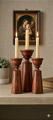 Trio de Castiçais Torneados