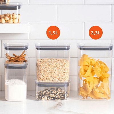 Pote Hermético Organizador Retangular 1,5 L Transparente Block - OU