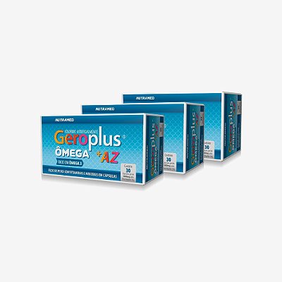 Geroplus Ômega + AZ (Ômega 3 + Vitaminas e Minerais) 30 Cápsulas - Kit 3 unidades