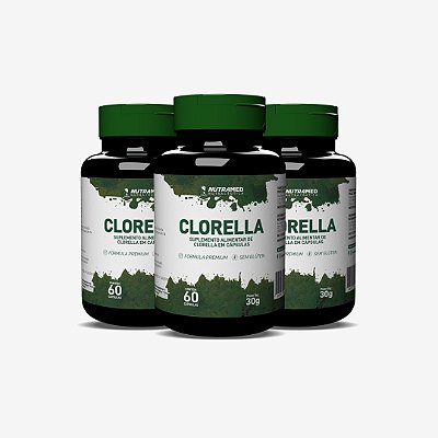 Clorella - 60 cápsulas - Kit 3 Unidades
