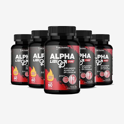 Alpha Libi Fire (Feno Grego + Vit + Min) - 60 cápsulas - Kit 5 Unidades