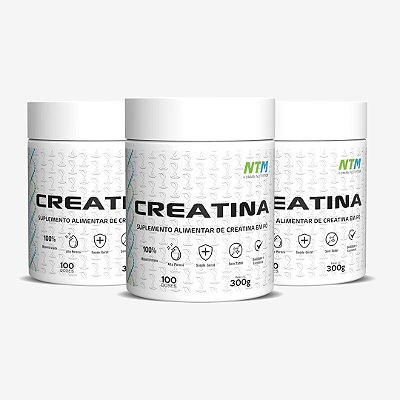 Creatina 100% Monohidratada - 300g (100 doses) - Kit 3 unidades