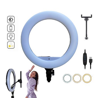 Iluminador Led Filmagem Selfie Ring Light 10 Polegadas Suporte Celular 26cm USB Nova Geração