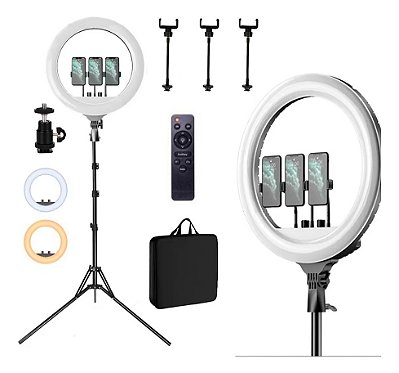 Ring Light Profissional 18 Polegadas 45cm Com Suporte Com Controle e Suporte Celular 2 em 1