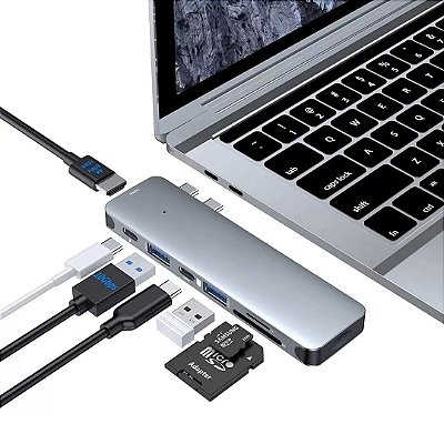 Hub Adaptador Usb-C Compatível Macbook Pro Hdmi 4K Cartão Sd Micro Sd Usb 3.0 Thunderbolt