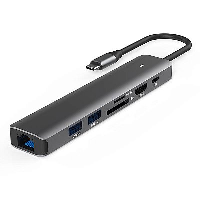 Hub Adaptador Usb-c Usb Hdmi 4k 60hz Cartão Sd Micro Sd 7 Em 1