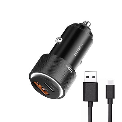 Carregador Veicular Super Turbo 95w + Cabo Usb Tipo C Carrega Celular e Notebook