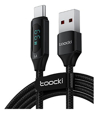 Cabo Usb Tipo-c 66w 6a 480Mbps Com Display de Led 2 Metros Para iPhone 15 16 Samsung