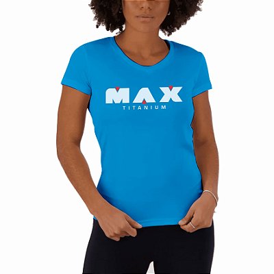 Camiseta Baby Look Basic Azul Médio - Max Titanium