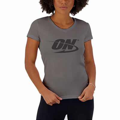 Camiseta Baby Look ON Cinza - Optimum Nutrition