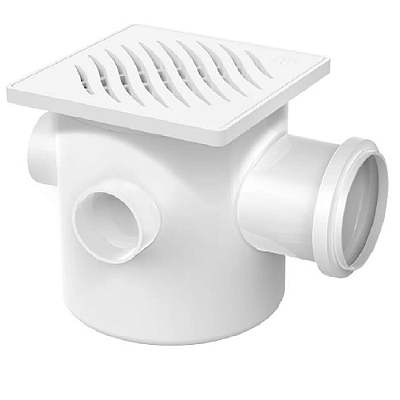Caixa Sifonada Grelha e Porta Grelha de PVC Quadrada Branca dn 100x100x50 - Tigre