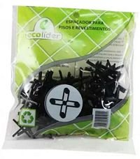Espacador de Piso 4mm Preto 100 Peças Ecolider