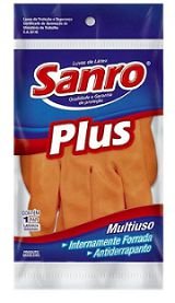 Luva Látex Laranja Forro Média Plus Sanro