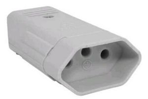 Plug Fêmea 10A 2P+T Novo Padrão Cinza 2043 Perlex