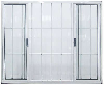 Vitrô de Alumínio de Correr 4 Folhas 100x120 Com Grade Branca Janellot