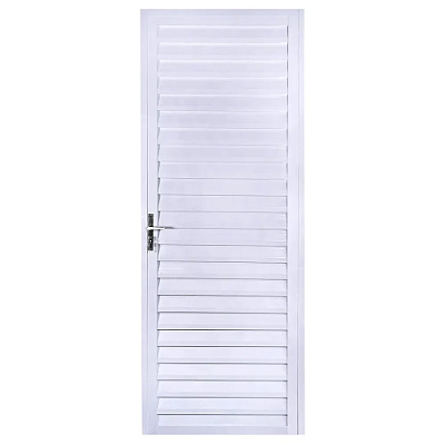 Porta de Alumínio Palheta Veneziana Direita Branca 210X80cm - Perfilax